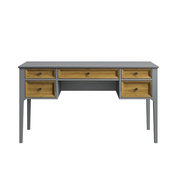 Изображение рабочий стол письменный в детскую или кабинет в стиле лофт или скандинавском стиле классика коллекции "Квадро-С" 05 размеры 1388х760х660 мм (цвет белый лак, белый лак/антик 24, серый 7042, серый 7042/антик 24) для ребенка или подростка