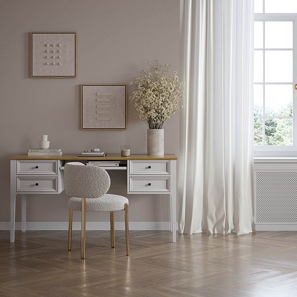 Изображение рабочий стол письменный в детскую или кабинет в стиле лофт или скандинавском стиле классика коллекции "Квадро-С" 04 размеры 1508х760х660 мм (цвет белый лак, белый лак/антик 24, серый 7042, серый 7042/антик 24) для ребенка или подростка