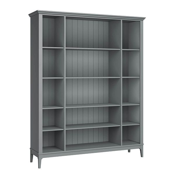 Фото Стеллаж «Квадро-С» 40-205 из массива сосны в гостиную в стиле кантри коллекция «Квадро-С» цвет белый лак, белый лак-антик 24, серый 7042-антик 24, дерево размеры 1643х2047х421 в интернет-магазине СиВер