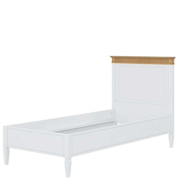 Кровать "Ольса" 90 (белый лак/антик 24) из массива сосны производство Белоруссия, доставка по Москве и России, купить в интернет-магазине СиВер