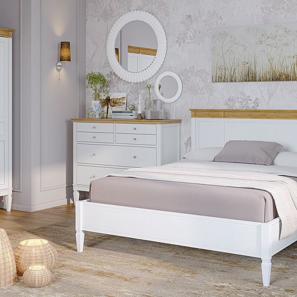 Изображение каталог шкаф для одежды на ножках в гостиную или в спальню из массива сосны "Ольса" 02 (белый лак/антик 24) двуххдверный, размеры 1220x2129x600 в стиле кантри в интернет-магазине СиВер