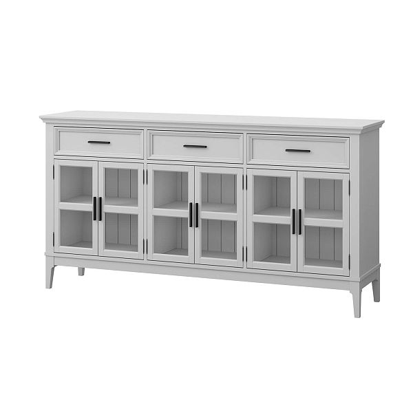 Фото тумба «Квадро-С» 063С, цвет белый лак, белый лак-антик 24, серый 7042/антик 24, размер 1801x948x420 из массива сосны в интернет-магазине СиВер