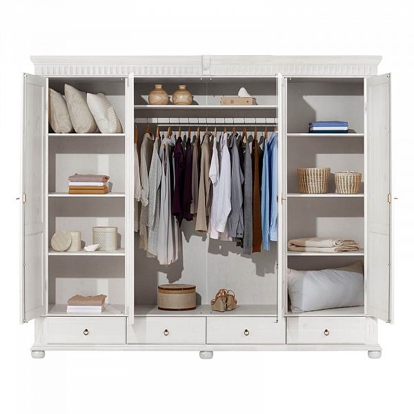 Изображение шкафа производство Минский Мебельный Центр Хельсинки 4SPGT с внутренней планировкой полок - скандинавский стиль - материал массив сосны натуральное дерево