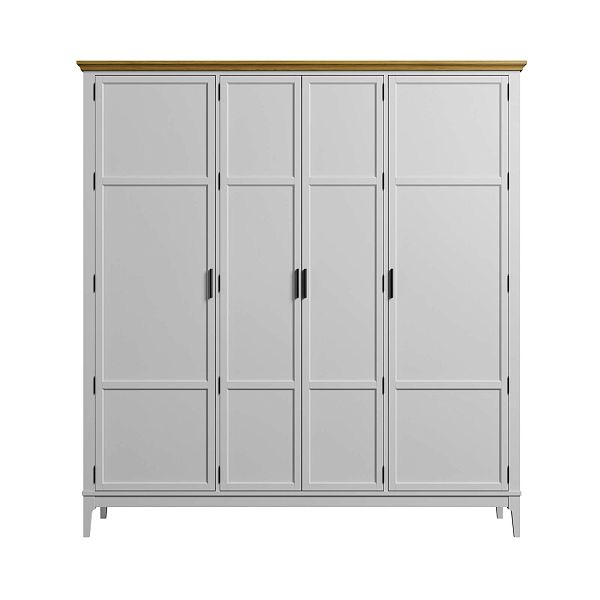 Изображение каталог шкаф для одежды "Квадро-С" 40 (белый лак, белый лак-антик 24, серый 7042-антик 24) из массива сосны, размеры 1919x2047x604 в стиле кантри в интернет-магазине СиВер