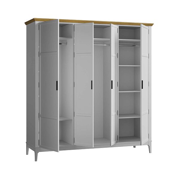 Изображение каталог шкаф для одежды "Квадро-С" 40 (белый лак, белый лак-антик 24, серый 7042-антик 24) из массива сосны, размеры 1919x2047x604 в стиле кантри в интернет-магазине СиВер