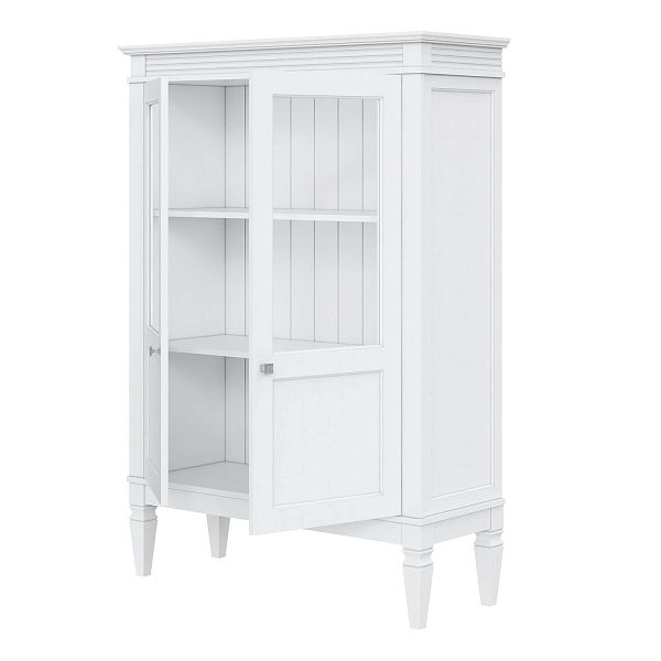 Фото шкаф для посуды из массива сосны в гостиную в стиле кантри коллекция Ольса цвет белый лак, белый лак/антик 24, серый 7042/антик 24, светлый дерево размеры 1021х1437х400 в интернет-магазине СиВер