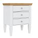 Фото прикроватная тумба в спальню из массива сосны "Ольса" 03 538x646x400, с тремя ящиками, белый лак/антик 24 в стиле кантри в интернет-магазине СиВер