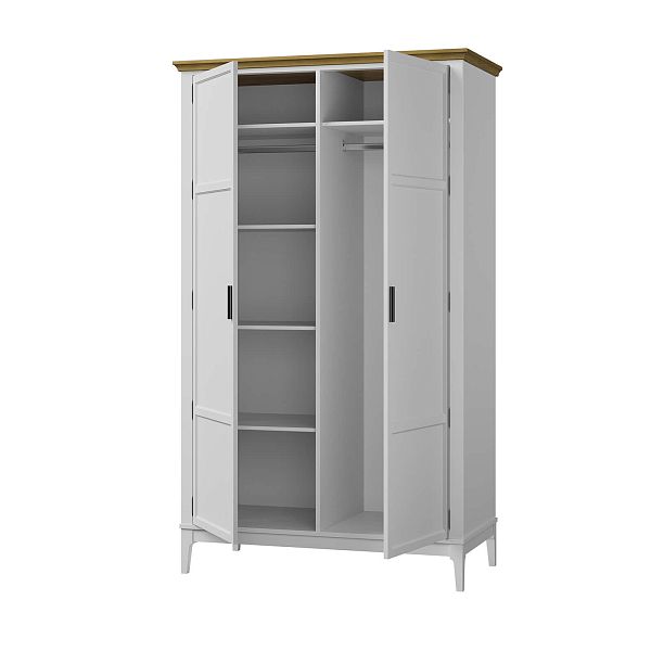 Изображение каталог шкаф для одежды "Квадро-С" 20 (белый лак, белый лак-антик 24, серый 7042-антик 24) из массива сосны, размеры 1196x2047x604 в стиле кантри в интернет-магазине СиВер