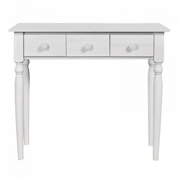 Изображение в интерьере консоль коллекция Консолеа-3 размеры в см 85x75x32 с тремя ящиками - мебель из натурального дерева массива сосны недорого по доступной цене интернет-магазине СиВер белорусского производства ММЦ с доставкой по России