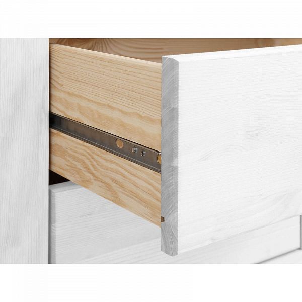 Фото тумба ТВ в гостиную или в спальню из массива сосны Рауна 150 цвет белый воск УКВ размеры 149х60х42 в стиле кантри в интернет-магазине СиВер