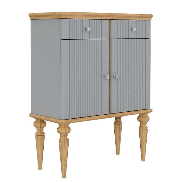 Фото тумба «Рандеву» 22, цвет белый лак/антик 24, серый 7042/антик 24, размер 826x1070x384 из массива сосны в интернет-магазине СиВер