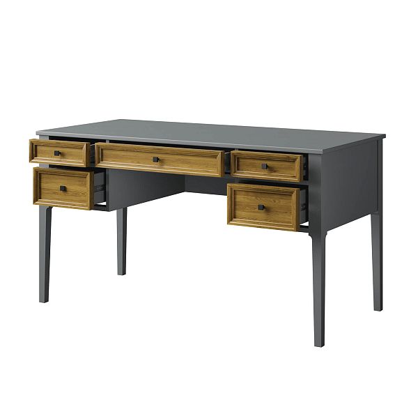 Изображение рабочий стол письменный в детскую или кабинет в стиле лофт или скандинавском стиле классика коллекции "Квадро-С" 05 размеры 1388х760х660 мм (цвет белый лак, белый лак/антик 24, серый 7042, серый 7042/антик 24) для ребенка или подростка