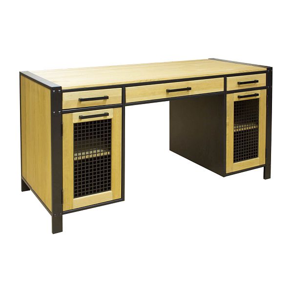 Изображение рабочий стол письменный в детскую или кабинет в стиле лофт или скандинавском стиле классика коллекции "Фактура-С" размеры 1422х767х595 мм (цвет бейц-масло/блэк 9) для ребенка или подростка