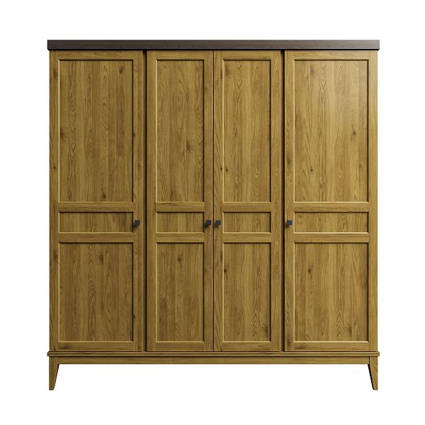Фото шкаф для одежды из массива сосны в спальню или прихожую в стиле кантри коллекция «Бон Вояж» цвет антик 24-колониал, дерево размеры 1989х2096х590 в интернет-магазине СиВер