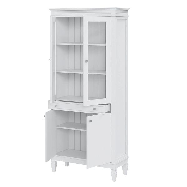 Фото стеллаж из массива сосны в гостиную в стиле лофт или скандинавском стиле коллекция Ольса цвет белый лак, белый лак/антик 24, серый 7042, серый 7042/антик 24, дерево размеры 93х202х38 в интернет-магазине СиВер