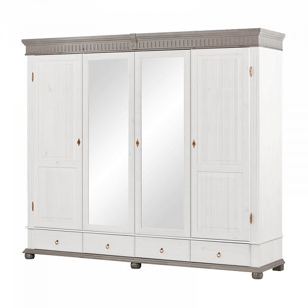 Изображение шкафа производство Минский Мебельный Центр Хельсинки 4SPGT с внутренней планировкой полок - скандинавский стиль - материал массив сосны натуральное дерево