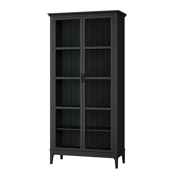 Фото Шкаф для книг «Квадро-С» 220 из массива сосны в гостиную в стиле кантри коллекция «Квадро-С» цвет белый лак, белый лак-антик 24, серый 7042-антик 24, дерево размеры 995х2047х421 в интернет-магазине СиВер