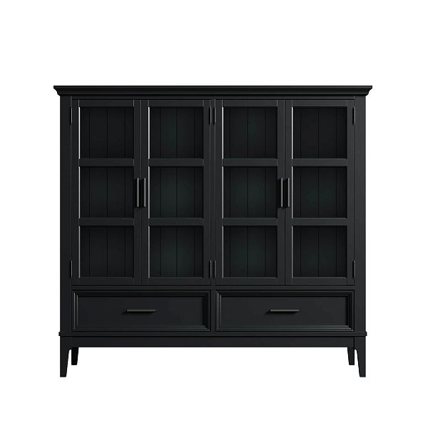 Фото шкаф для посуды из массива сосны в гостиную в стиле кантри коллекция «Квадро-С» цвет белый лак, белый лак-антик 24, серый 7042-антик 24, дерево размеры 1384x1272x420 в интернет-магазине СиВер