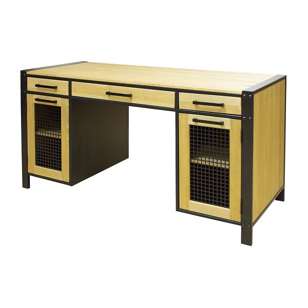 Изображение рабочий стол письменный в детскую или кабинет в стиле лофт или скандинавском стиле классика коллекции "Фактура-С" размеры 1422х767х595 мм (цвет бейц-масло/блэк 9) для ребенка или подростка