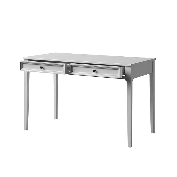 Изображение рабочий стол письменный в детскую или кабинет в стиле лофт или скандинавском стиле классика коллекции "Квадро-С" 02 размеры 1234х760х590 мм (цвет белый лак, белый лак/антик 24, серый 7042, серый 7042/антик 24) для ребенка или подростка