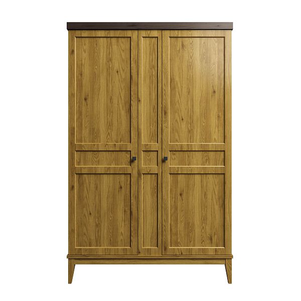 Фото шкаф для одежды из массива сосны в спальню или прихожую в стиле кантри коллекция «Бон Вояж» цвет антик 24-колониал, дерево размеры 1335х2096х590 в интернет-магазине СиВер