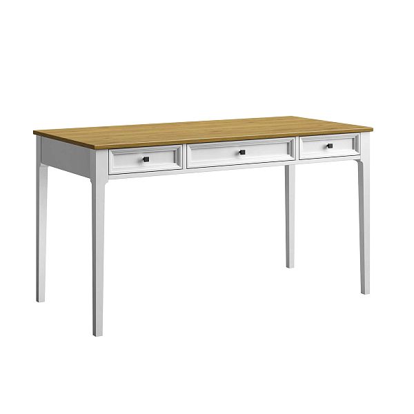 Изображение рабочий стол письменный в детскую или кабинет в стиле лофт или скандинавском стиле классика коллекции "Квадро-С" 03 размеры 1388х760х660 мм (цвет белый лак, белый лак/антик 24, серый 7042, серый 7042/антик 24) для ребенка или подростка