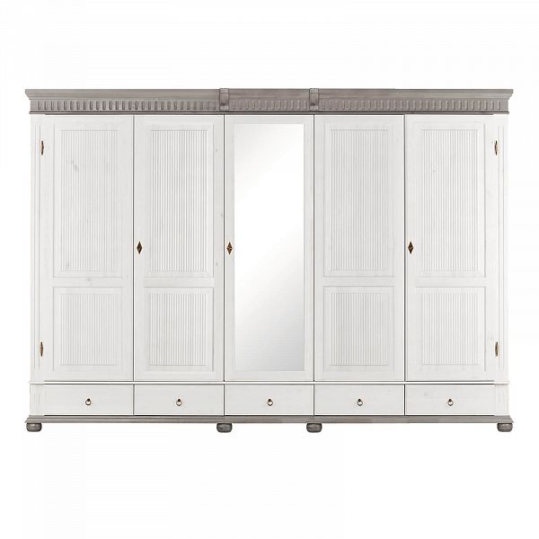 Изображение белорусский шкаф из массива сосны для большой семьи или для обладателей большого количества одежды коллекция Хельсинки 5SPGT-M с 5 секциями