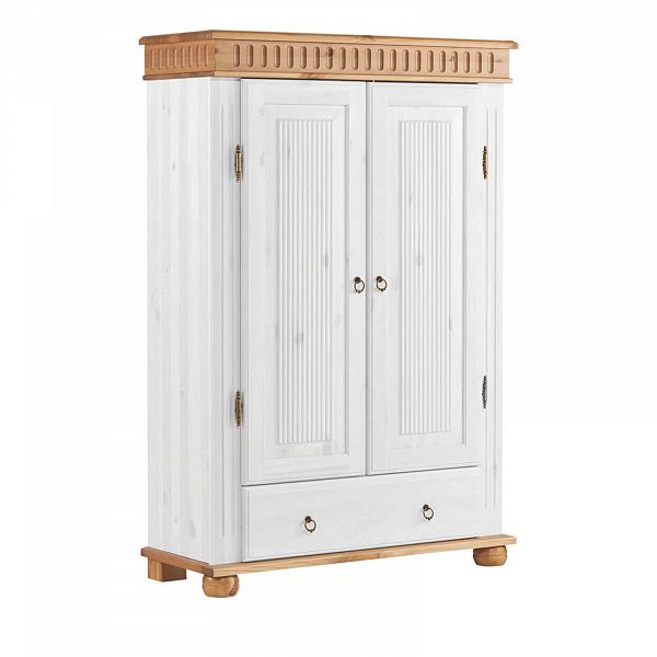 Фото пример шкаф из натурального дерева массива сосны классика скандинавский стиль Хельсинки 21 размер шкафа в см 100 x 147 x 40 - антик, белый воск, колониал, серый