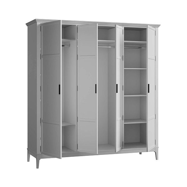 Изображение каталог шкаф для одежды "Квадро-С" 40 (белый лак, белый лак-антик 24, серый 7042-антик 24) из массива сосны, размеры 1919x2047x604 в стиле кантри в интернет-магазине СиВер