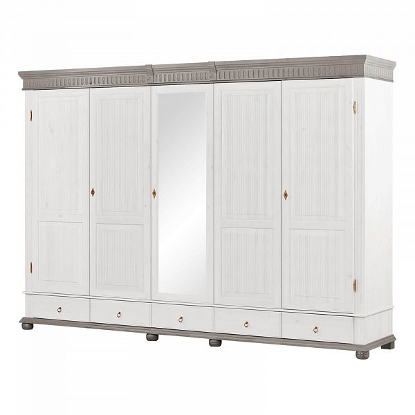 Изображение белорусский шкаф из массива сосны для большой семьи или для обладателей большого количества одежды коллекция Хельсинки 5SPGT-M с 5 секциями