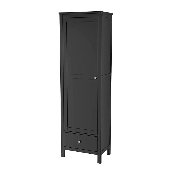 Фото пример в интерьере для лофта, небольшой маленькой квартиры или просторного загородного дома Шкаф "Кантри" 681 x 1972 x 414 из массива сосны в цвете белый лак, блэк, купить в интернет-магазине мебели. Производство - Минский мебельный центр в Белоруссии