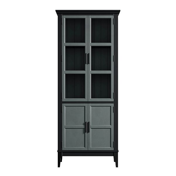 Фото Шкаф для посуды «Квадро-С» 22GT-185 из массива сосны. Цвет белый лак, белый лак-антик 24, серый 7042-антик 24, идеально для стиля сканди, минимал, лофт. С доставкой по России. Материал - массив сосны, размер - 757х1846х420 мм. в интернет-магазине СиВер