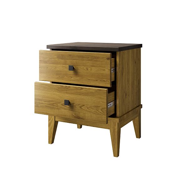 Фото прикроватная тумба в спальню из массива сосны "Бон Вояж" 02 (ФА), 511x641x401, с двумя ящиками, антик 24/колониал в стиле кантри в интернет-магазине СиВер