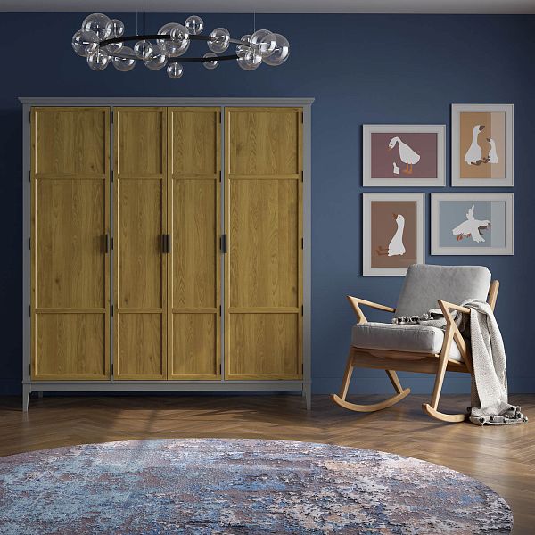 Изображение каталог шкаф для одежды "Квадро-С" 40 (белый лак, белый лак-антик 24, серый 7042-антик 24) из массива сосны, размеры 1919x2047x604 в стиле кантри в интернет-магазине СиВер