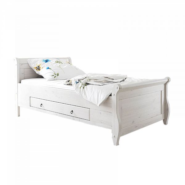 Фото пример классика скандинавский стиль односпальная кровать Мальта из натурального дерева массива сосны