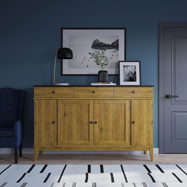 Фото тумбы из массива сосны в гостиную в стиле кантри коллекция «Бон Вояж» цвет антик 24-колониал, дерево размеры 1736х1098х450 в интернет-магазине СиВер