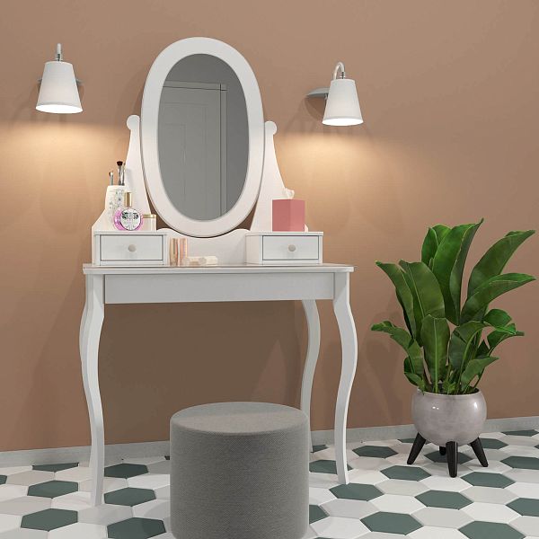 Фото стол туалетный "Кантри" 95 с ящиками, размеры 950x1690x500 мм., белый лак, блэк, купить в интернет-магазине СиВер