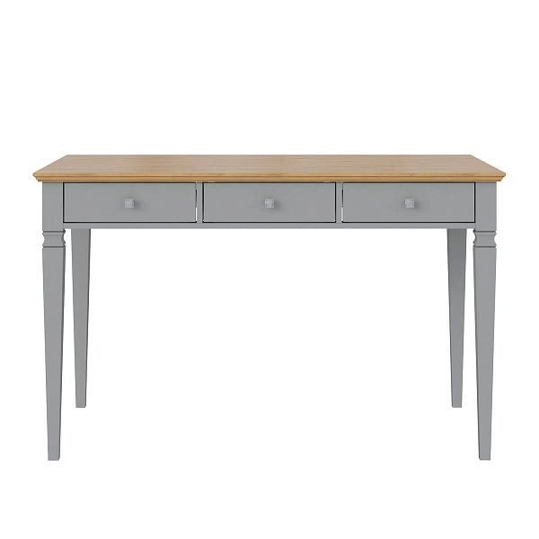 Изображение рабочий стол письменный в детскую или кабинет в стиле лофт или скандинавском стиле классика коллекции "Ольса" 003 размеры 124x76x70 см (цвет белый лак, белый лак/антик 24, серый 7042, серый 7042/антик 24) для ребенка или подростка