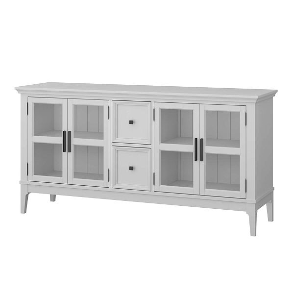 Фото каталог тумба ТВ в гостиную или в спальню из массива сосны "Квадро-С" 42 цвет белый лак, белый лак-антик 24, серый 7042-антик 24, светлый, размеры 1512х765х420 в классическом стиле в интернет-магазине СиВер