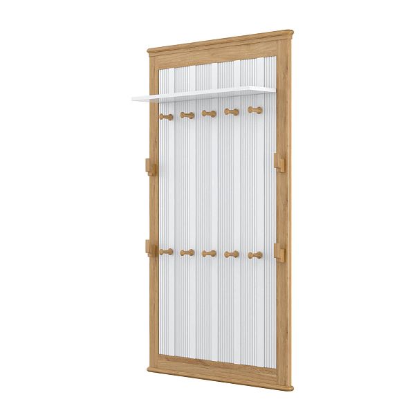 Фото Вешалка настенная коллекция Рандеву - размеры 970х1642х40 (+180 полка) мм, цвет белый лак-антик 24, серый 7042-антик 24, от интернет-магазина СиВер