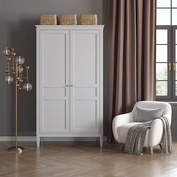 Изображение каталог шкаф для одежды на ножках в гостиную или в спальню из массива сосны "Ольса-С" 02 двухдверный 1183x2089x597 в стиле кантри в интернет-магазине СиВер