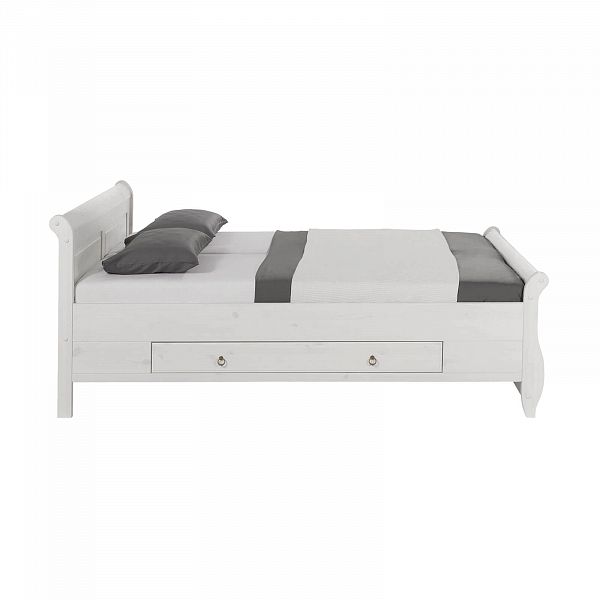 Изображение скандинавский стиль в загородный дом или небольшую элитную квартиру классика мебели в спальню широкая кровать Мальта 180 с ящиками из массива сосны в интернет-магазине СиВер с доставкой Изображение скандинавский стиль классика мебели в спальню кровать Мальта 180 с ящиками из натурального дерева массива сосны в интернет-магазине СиВер с доставкой