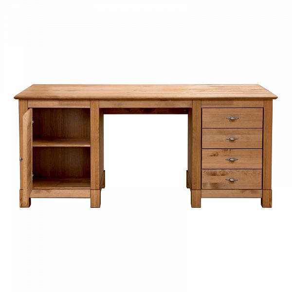 Фото стол письменный из массива сосны Рауна 14 размеры 165х76х60 см цвет бейц масло светлый дерево 2-тумбовый в стиле кантри купить в интернет-магазине СиВер