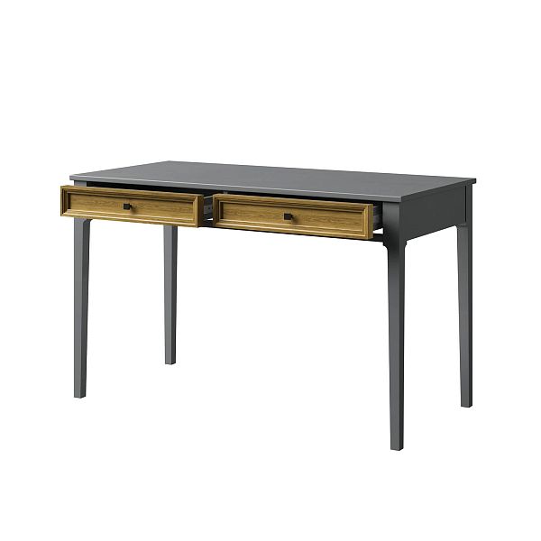 Изображение рабочий стол письменный в детскую или кабинет в стиле лофт или скандинавском стиле классика коллекции "Квадро-С" 02 размеры 1234х760х590 мм (цвет белый лак, белый лак/антик 24, серый 7042, серый 7042/антик 24) для ребенка или подростка