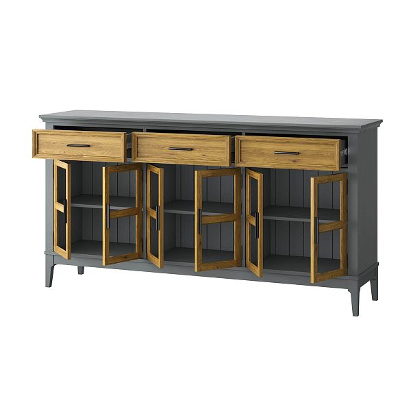 Фото тумба «Квадро-С» 063С, цвет белый лак, белый лак-антик 24, серый 7042/антик 24, размер 1801x948x420 из массива сосны в интернет-магазине СиВер