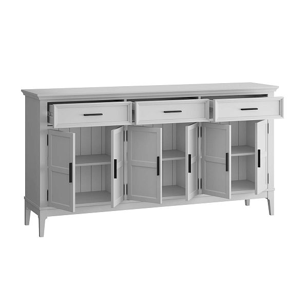 Фото тумба «Квадро-С» 063Ф, цвет белый лак, белый лак-антик 24, серый 7042/антик 24, размер 1801x948x420 из массива сосны в интернет-магазине СиВер