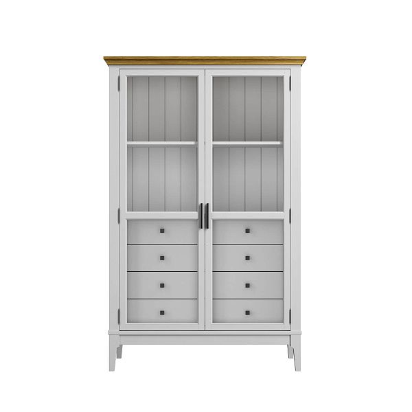 Фото «Квадро-С» 20/04 из массива сосны. Комбинированный цвет белый лак-серый 7042, белый лак-антик 24, серый 7042-антик 24, идеально для стиля сканди, минимал, лофт. С доставкой по России. Материал - массив сосны, размер - 999х1553х420 мм. в интернет-магазине СиВер