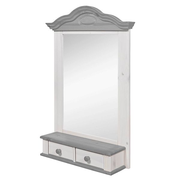 Полка-зеркало "Синди" (белый воск-серый) Образец от интернет-магазина СиВер