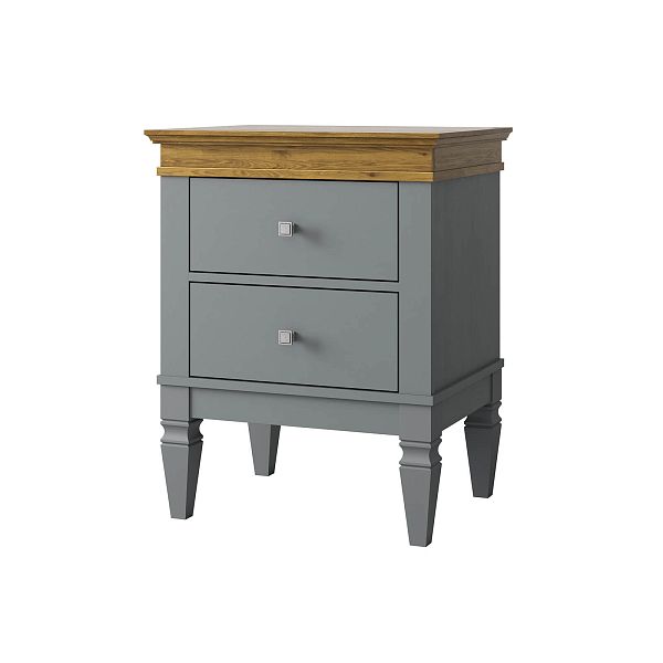 Фото прикроватная тумба в спальню из массива сосны "Ольса- С" 02, 538x676x415 мм., с двумя ящиками, из массива сосны в стиле кантри в интернет-магазине СиВер