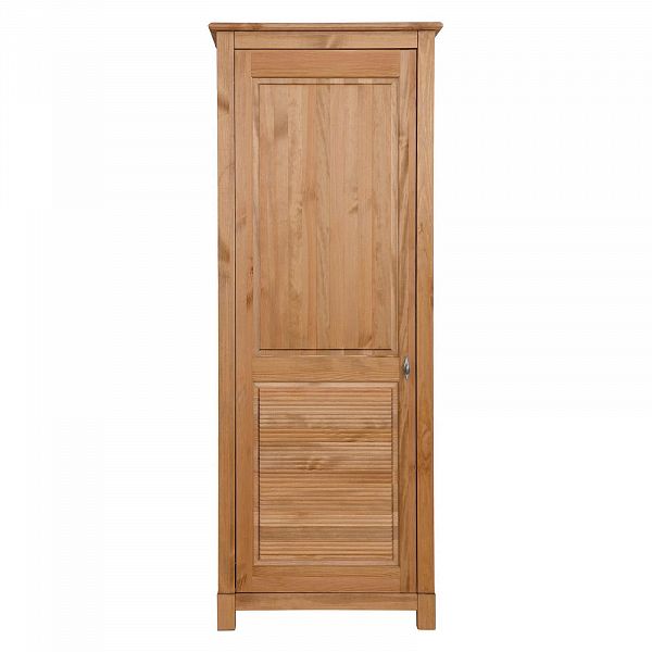 Изображение шкаф для одежды узкий на ножках в гостиную или в спальню из массива сосны Рауна 100 цвет бейц масло светлый бежевый размеры 77х200х48 в стиле кантри в интернет-магазине СиВер